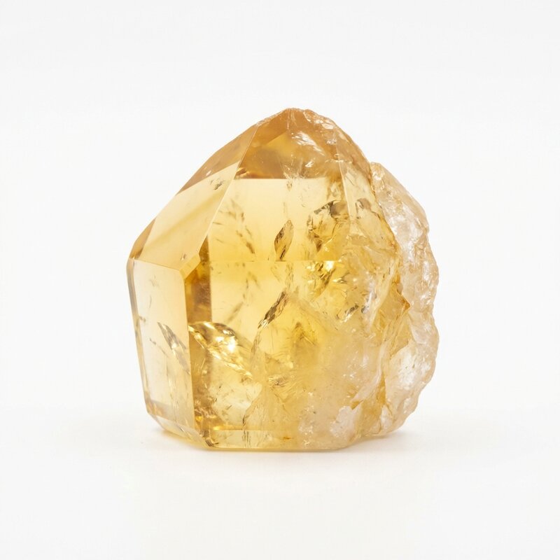 A natural citrine point in golden yellow, the classic feng shui crystal for wealth